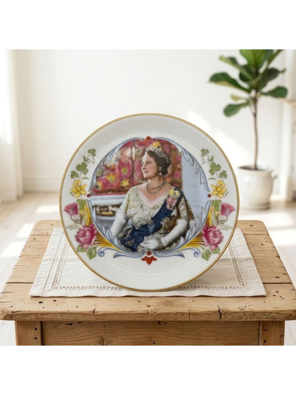 Crown Staffordshire Queen Mother 80th Birthday Vintage Small Plate 4"